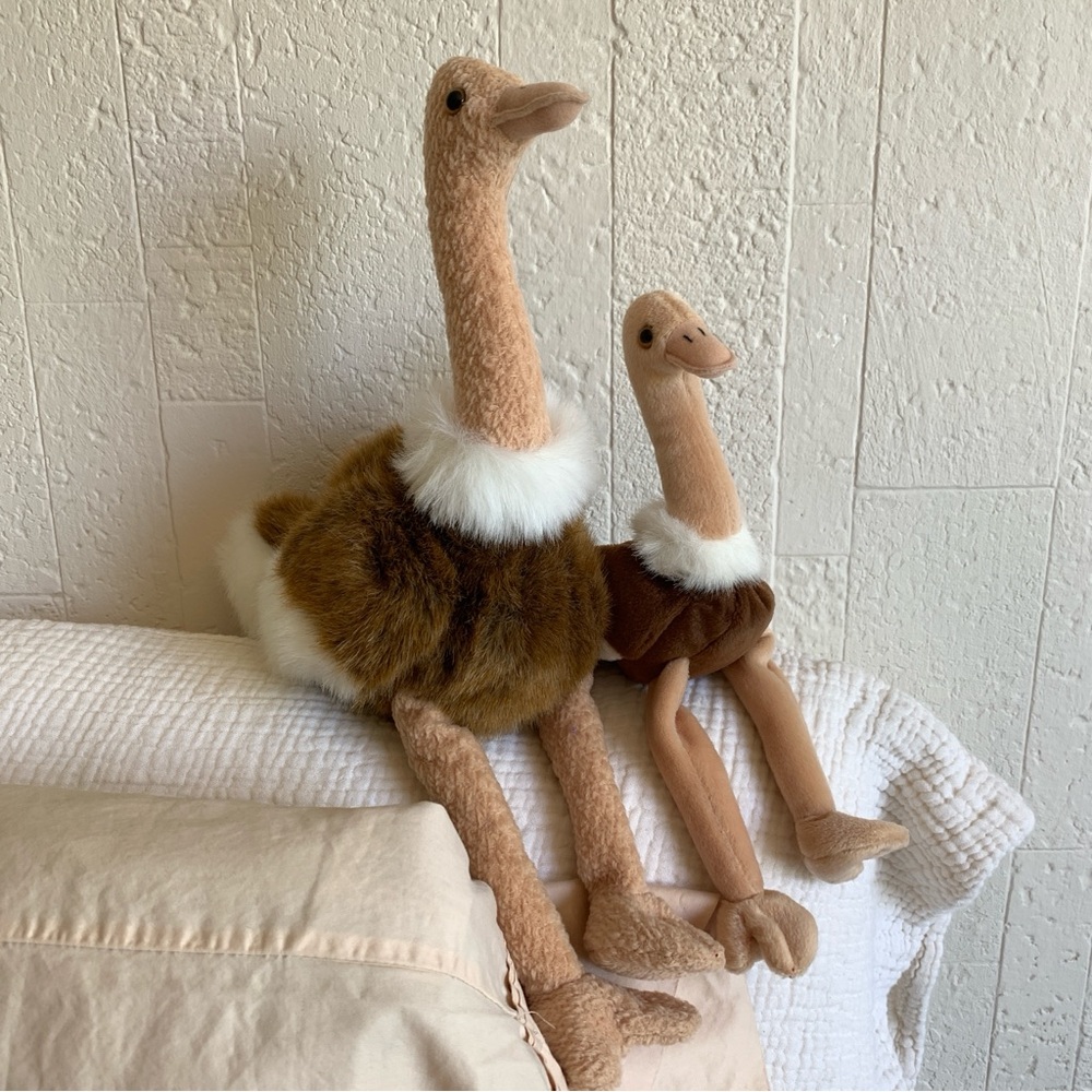 Vintage Ty Stretch the Ostrich Beanie Baby and matching Stretch Beanie Buddy NWT